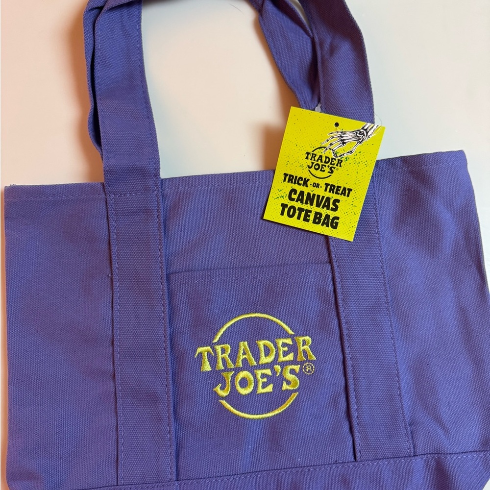 Trader Joe's Purple Viral Halloween Canvas Tote Bag